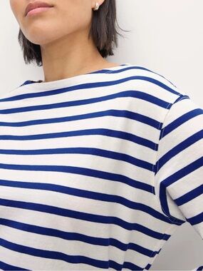 Everlane The Mariner - Classic Breton Stripe Boatneck Top - Blue/White